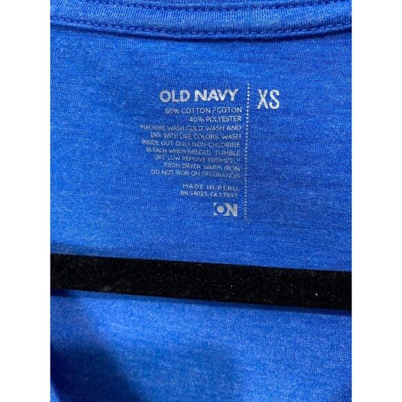 Old Navy Womens Blue V-Neck Floral Graphic T-Shirt XS Cotton/Polyester - Picture 3 of 3